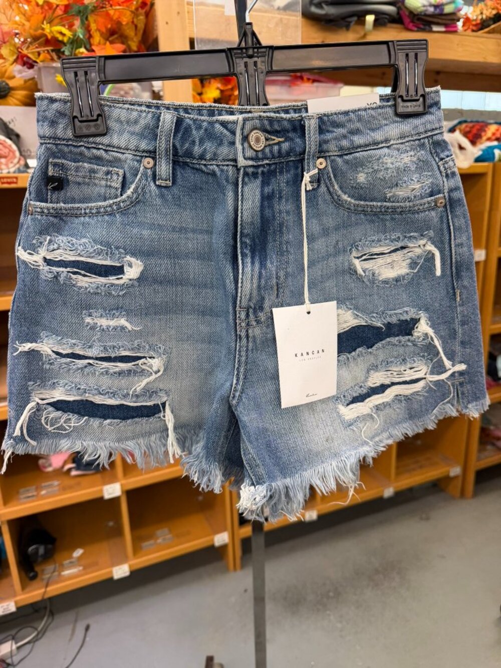 Kancan Ella High Rise Fray Hem Mom Shorts